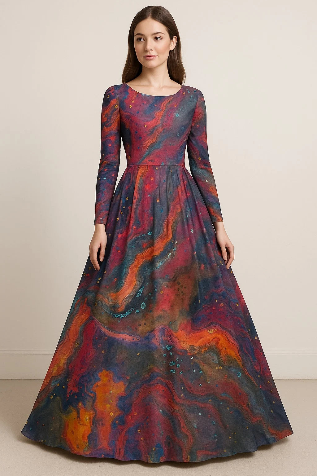 Ethereal Galaxy Pure Georgette Long Gown