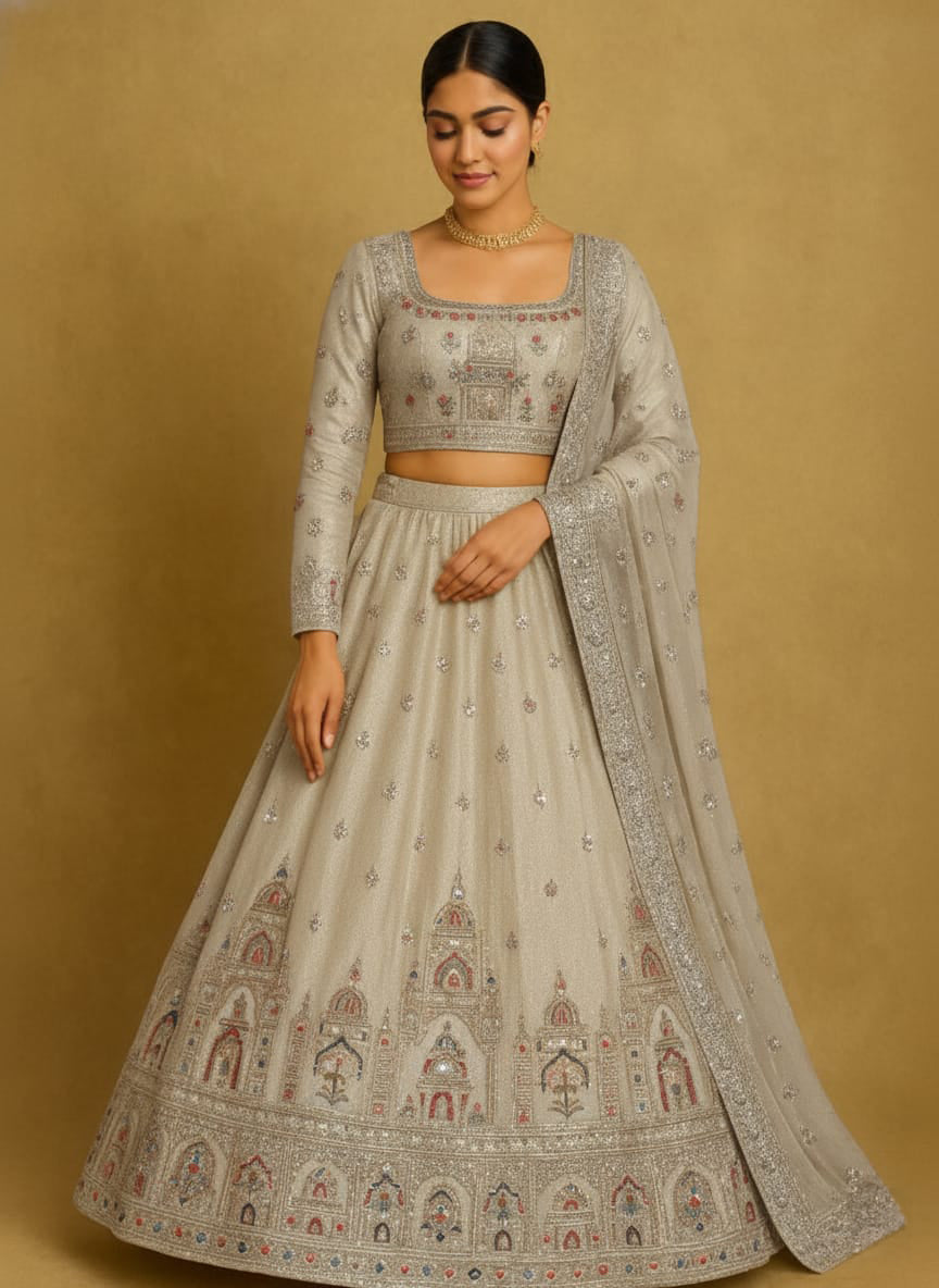 Jimmy Choo Silk Embroidered Heritage Lehenga Set