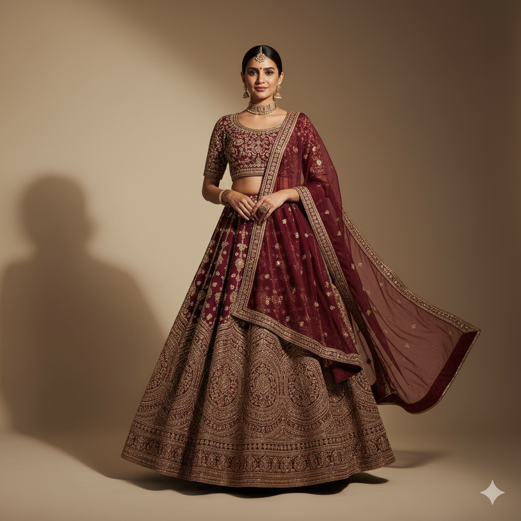 Royal Maroon Heritage Lehenga