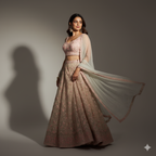 Rose Blush Embroidered Fusion Lehenga
